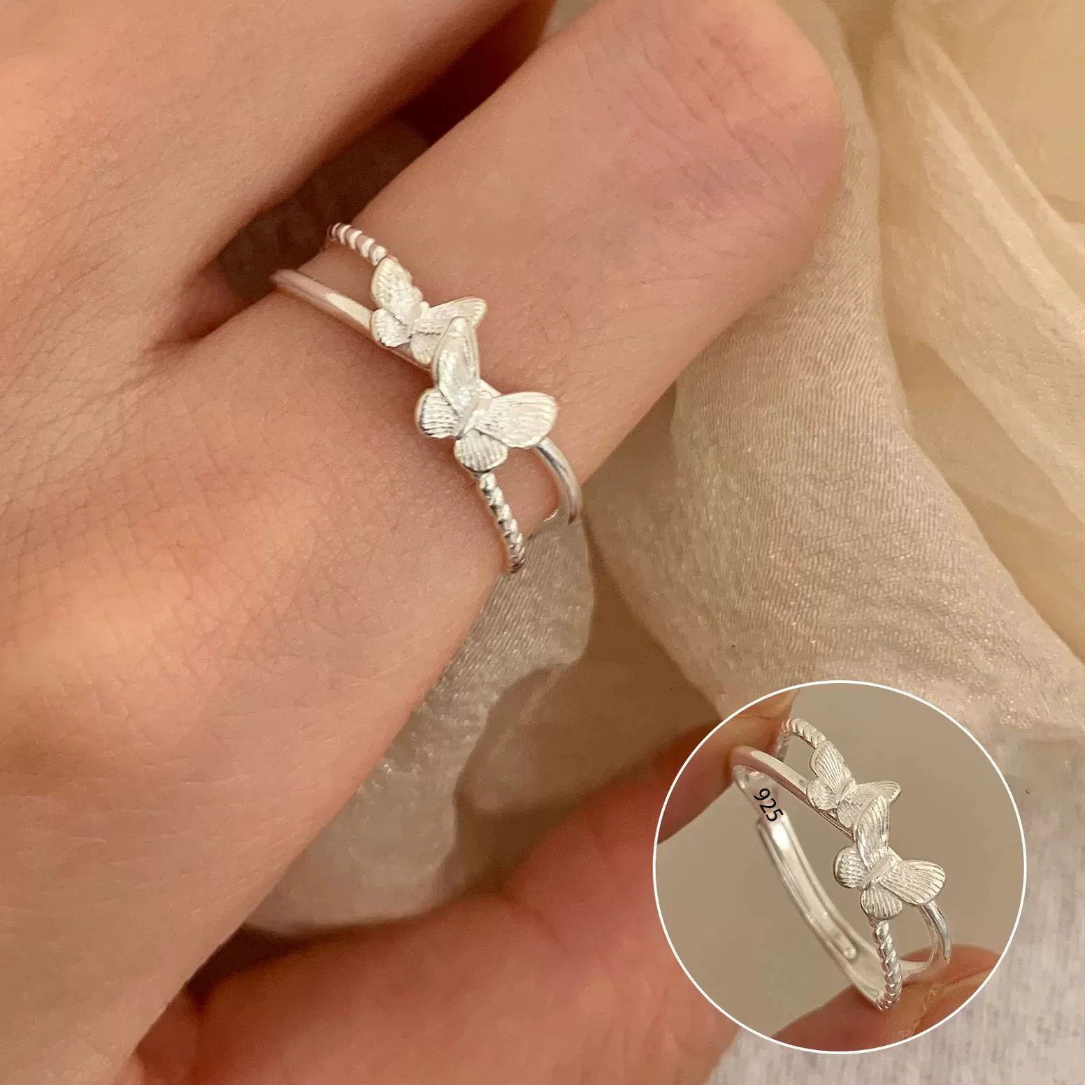 Women's 925 Sterling Silver Bow Tie Open Finger Ring, Cute Design