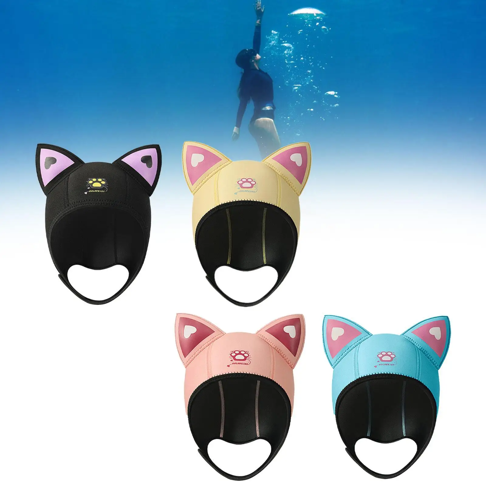 Cat Ears Scuba Diving Hood Neoprene Surfing Cap for Adult Water Sports Kayak