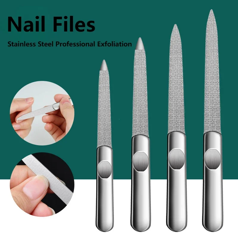 Mix 3 Size Nail File Stainless Steel Professional Exfoliating Double Sides Sandpaper For Professional Finger Toe Nail Care Tools