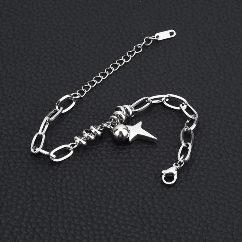 힙합 락 크로스 스타 매력 팔찌 유행 한국 십대 학생 핸드 체인 팔찌 여성을위한 스테인레스 스틸 팔찌 나