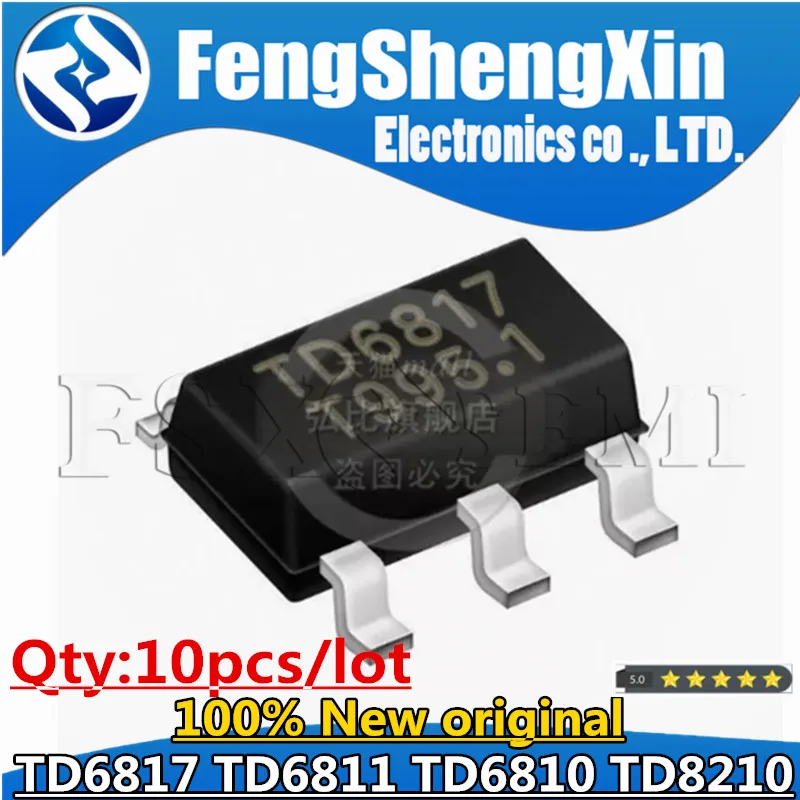 

10pcs TD6817 TD6817D TD6811 TD6810 TD8210 1.5MHz 2A Synchronous Step-Down Regulator Dropout SOT-23-5