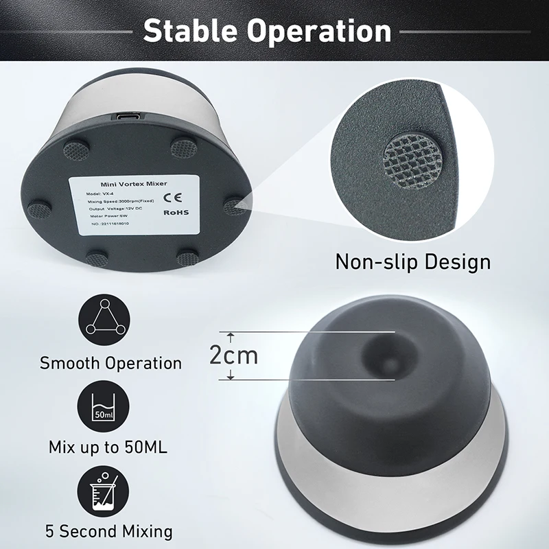WESTTUNE Lab Mini Vortex Mixer 4000 RPM High Speed Paint Shaker Powerful Swirl Shake Mixer for Test Tube Tattoo Ink Nail Polish