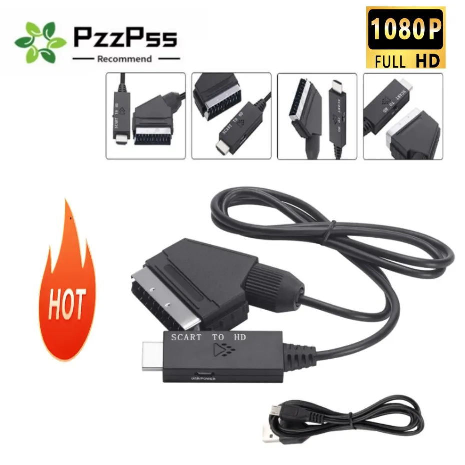1M Scart to HDMI Adapter Converter Scart HDMI 1080P with Scart Input Cable HDMI Output Port for HDTV STB VHS Xbox PS3 DVD