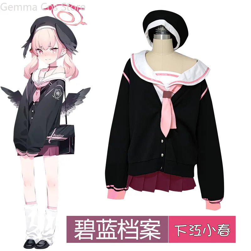 

Game Blue Archive Shimoe Koharu Cosplay Costume Halloween Role Play Women Girls Suit Cosplay Black Sailor Skirt Lovely Clothes