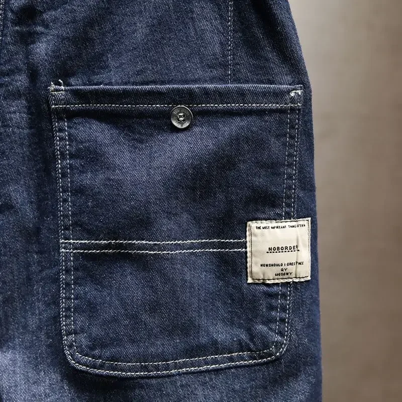 ショートジーンズパンツ男性用だぶだぶ巾着ヴィンテージルーズマンデニムショートパンツワイドオリジナル Xxxl デザイナー夏原宿新カット