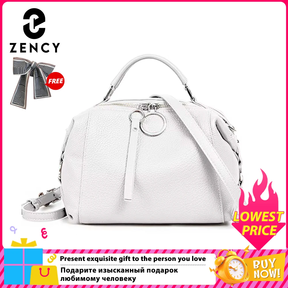 

Zency Elegant Genuine Leather Handbag Women Shoulder Bag Large Capacity Simple Medium Tote Bag Crossbody Bag With Two Straps