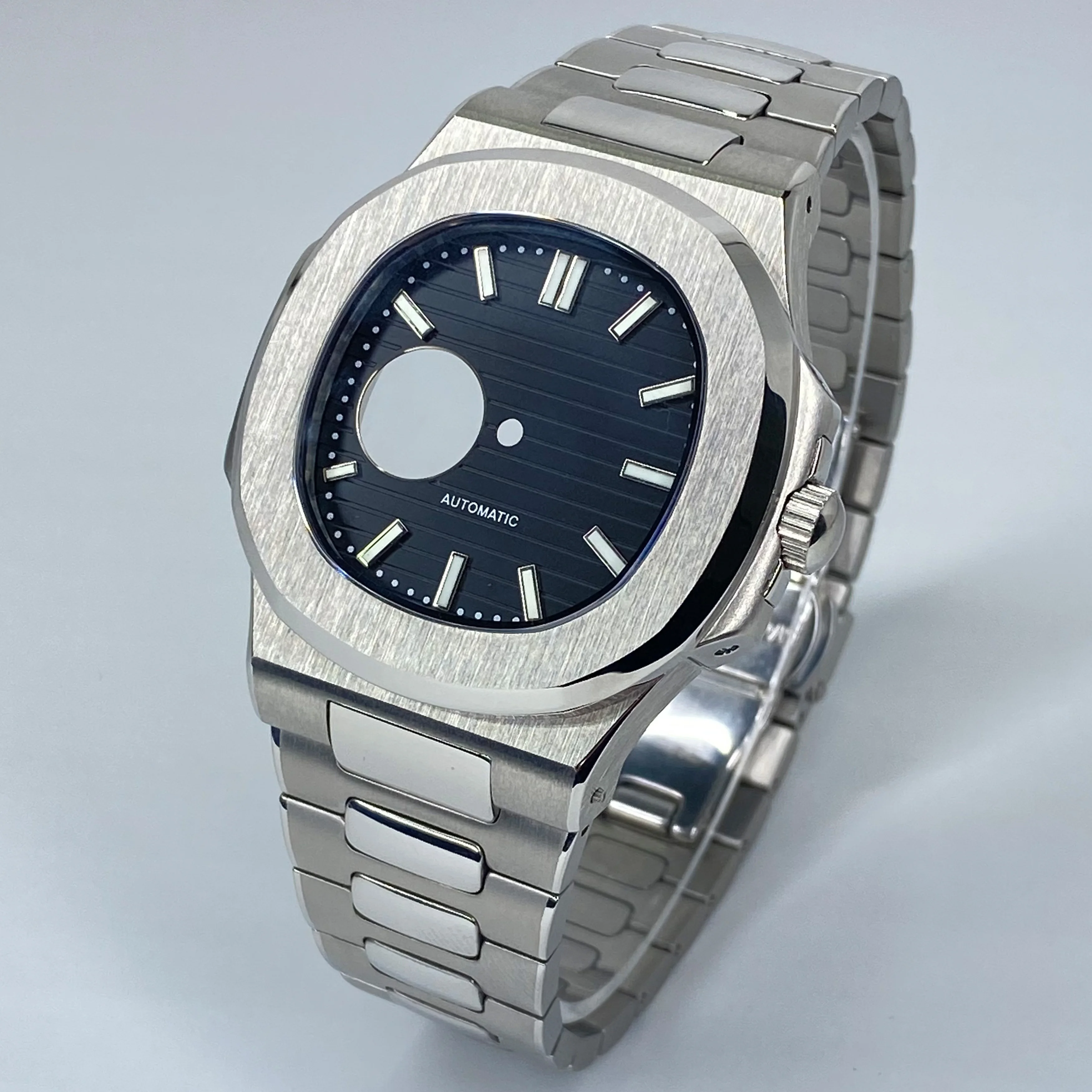 43mm Square NH35 Watch Case Nautilus Style Sapphire Crystal Compatible with NH35 NH36 movement 30.5mm Dial parts
