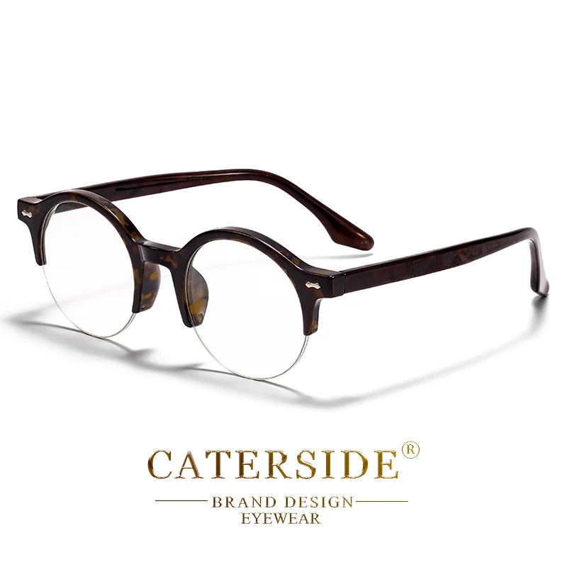 CATERSIDE Vintage Runde Herrenbrille Markendesign Halbrahmen Business-Brillen Damen Anti-Blaulicht Lesebrille – Detail 10