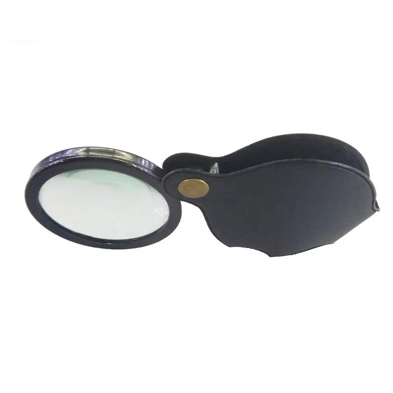 Portable Handheld Magnifier Foldable Loupe Pocket 6X 70Mm Old Man Reading High-Definition High-Power Leather Magnifying Glass