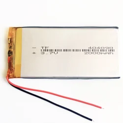 3.7V 2000mAh polimerowa akumulator litowy Lipo do nawigatora telefon komórkowy GPS nagrywarka DVD zestaw słuchawkowy E-book aparat 404090