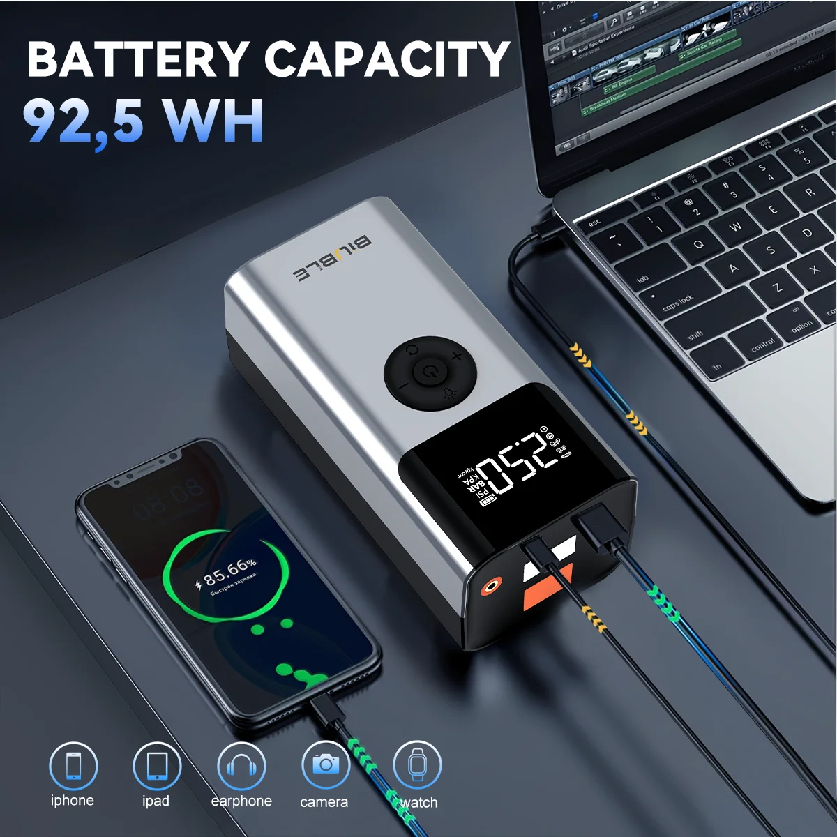 4 في 1 7500A سيارة الانتقال كاتب PowerBank 150PSI مضخة هواء 12 فولت بطارية الداعم ل 10.0L البنزين ومحركات الديزل 8.0L #3