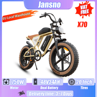 JANSNO X70 Electric motorcycle 750W Motor 48V34A Dual Battery Electrical Bicycle 20*4.0 Fat Tire Adult All-Terrain Electric Bike