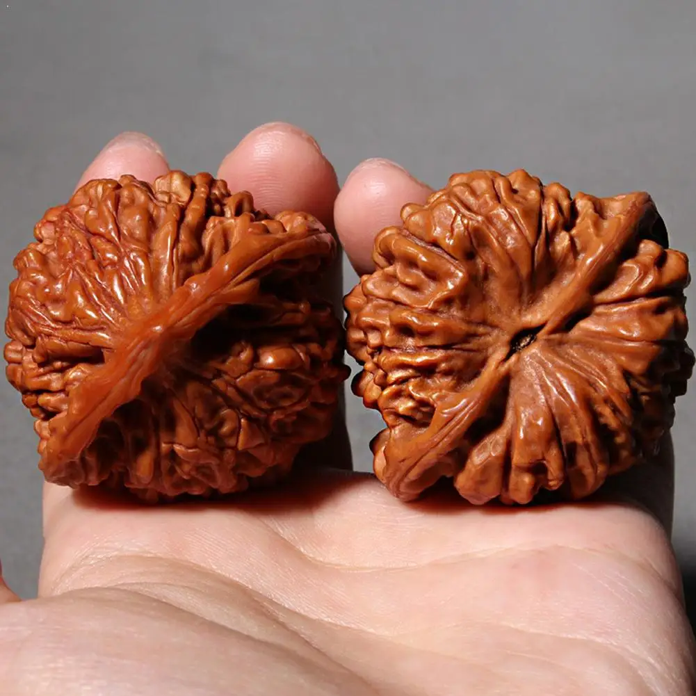 2 Piezas de Bolas de Nuez Wenwan Naturales para el Cuidado de la Salud, Bolas de Agarre para Masaje de Palma, Nueces Chinas Wenwan, Regalos para Personas Mayores