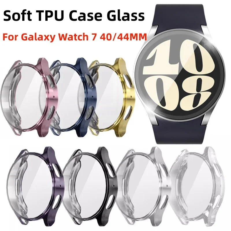 Soft TPU Case Glass For Samsung Galaxy Watch 7 40MM 44MM Smartwatch Screen Protector Anti-Scratch Bumper Watch7 44MM Cover Shell