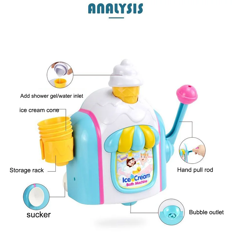 Machine à savon pour baignoire, jouets de bain pour bébé, musique, crème glacée, savon de baignoire, machine à bulles automatique pour enfants