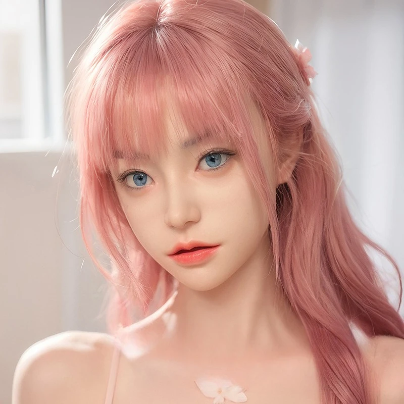 

Full Silicone Doll Head Implanted Hair The Opening and Closing Oral Cavity Single Head Action Figure Heads Carving