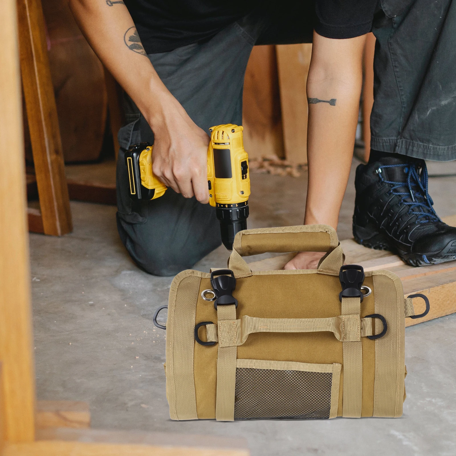 

Heavy Duty Canvas Tool Roll Organizer Bag Portable Storage Tool Pouch Large Capacity for Mechanic Electrician Carpenter