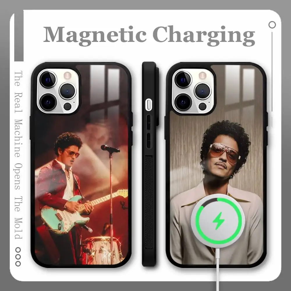 Cantor b-bruno marte caso de telefone para iphone 16 15 14 13 12 11 pro max plus mini magnético magsafe capa de carregamento sem fio