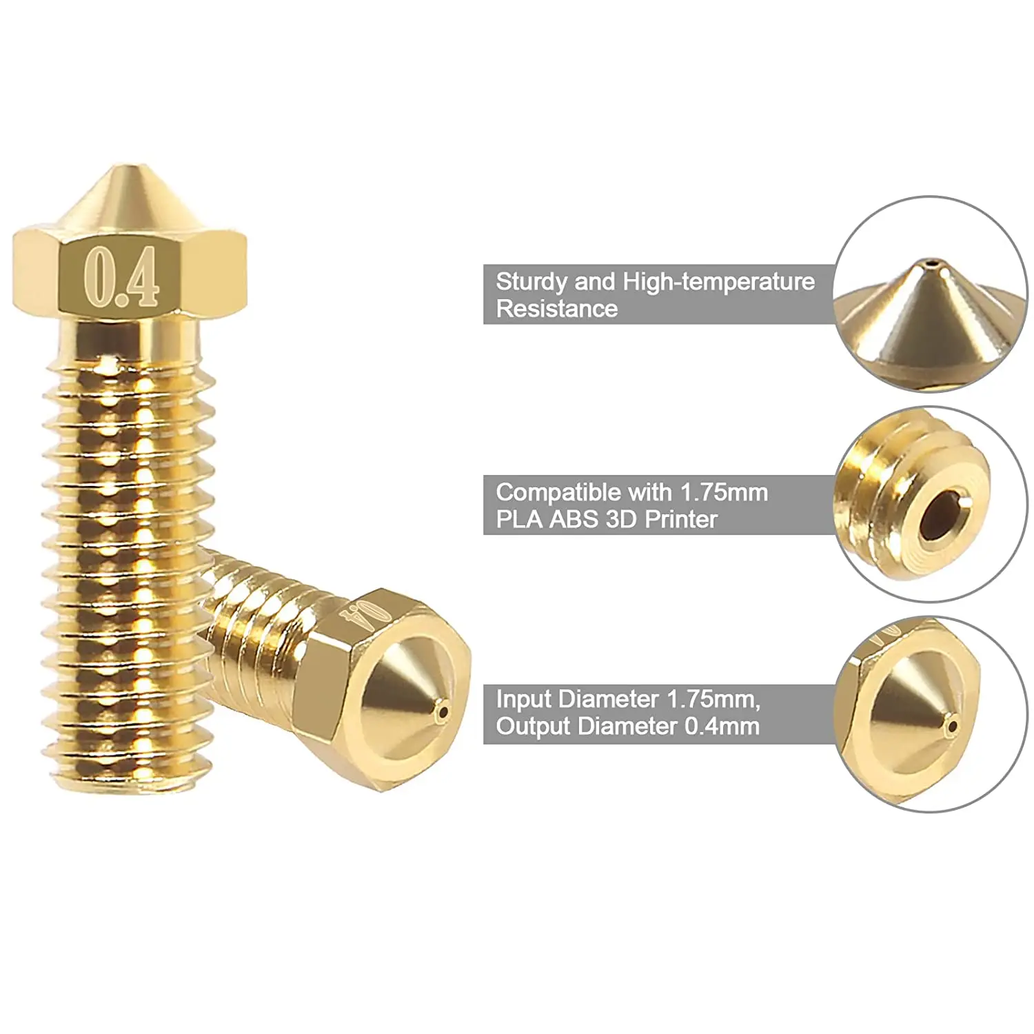 5pcs/Lot FLSUN SR 3D Printer Extruder Nozzle Super Racer Hotend Part Brass Print Head 1.75mm Consumables