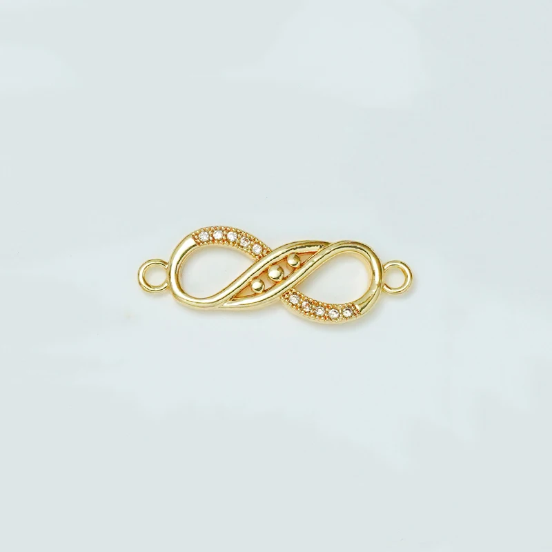 10Pcs Micro Inlay Zircon Jewelry Diy Bracelet Necklace Making Connector Figure 8 Heart Flower Crown Pea Element Brass Accessorie
