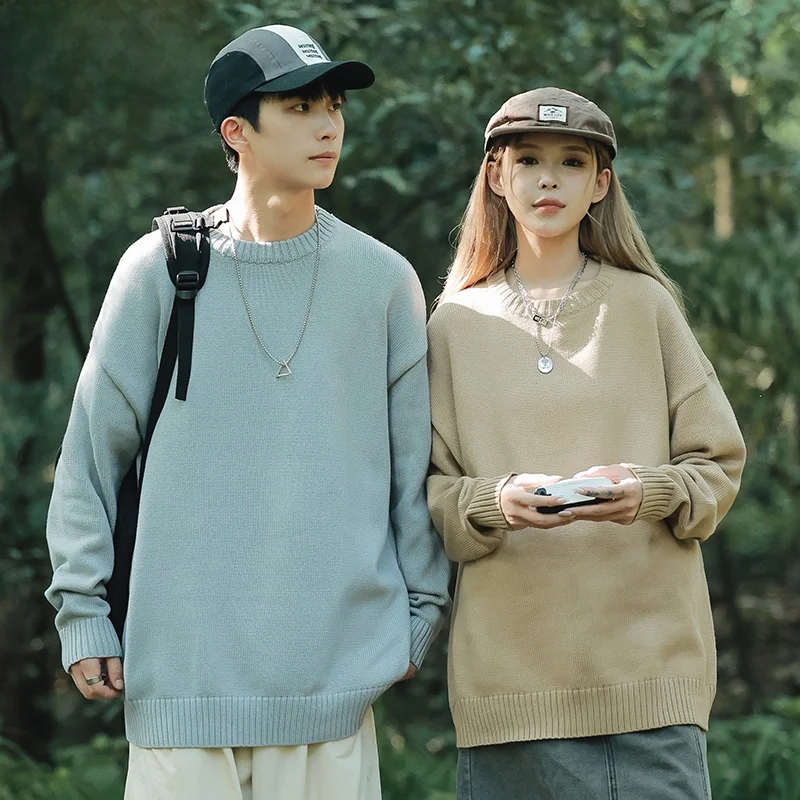 

Wassup Nuraya Мужской свободный повседневный вязаный свитер Зимний сезон Пара Модный цвет Подростковый трикотаж Удобный мягкий Po...