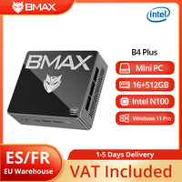 BMAX B4 Plus Mini PC Windows 11 PC Intel N100 16GB DDR4 512GB SSD 2*HDMI 1*Type-C Supports 4K@60Hz 750MHz Intel UHD Graphics
