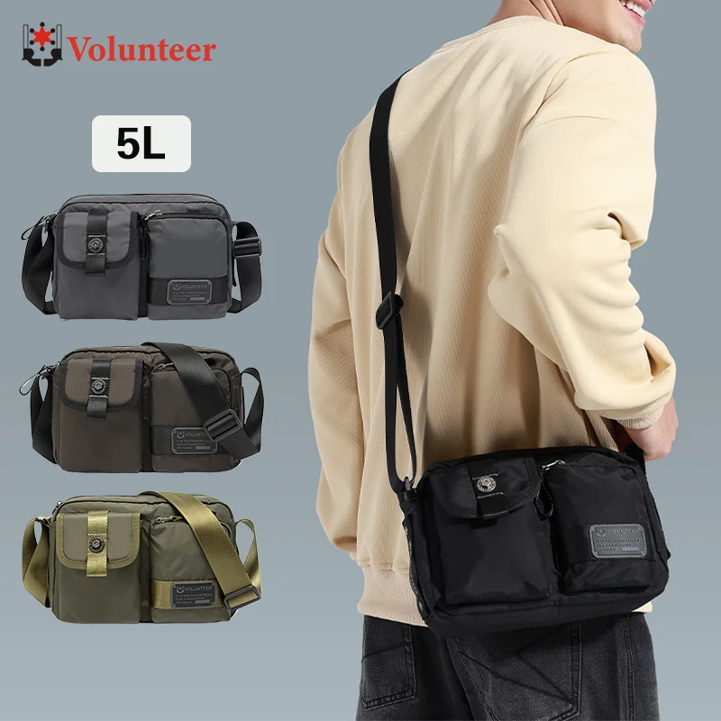 VOLUNTEER Men's Shoulder Bag Casual Messenger Oxford Cloth Phone Bags Men Lightweight Commuter Canvas Bag Crossbody Man 1825-01