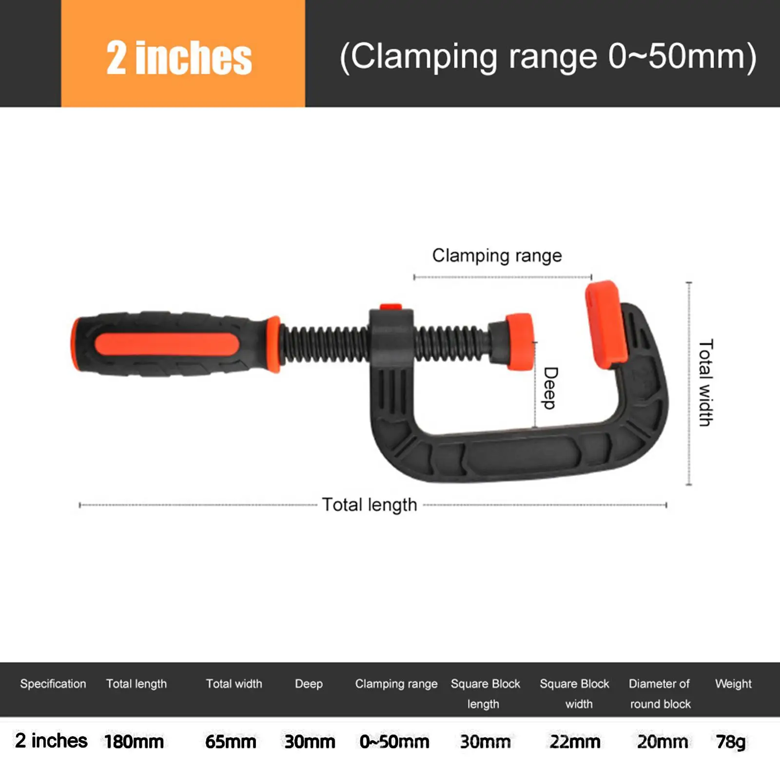 2'' 3'' C Clamp Set Workpiece Fixing Hand Tool for Woodworking for Household