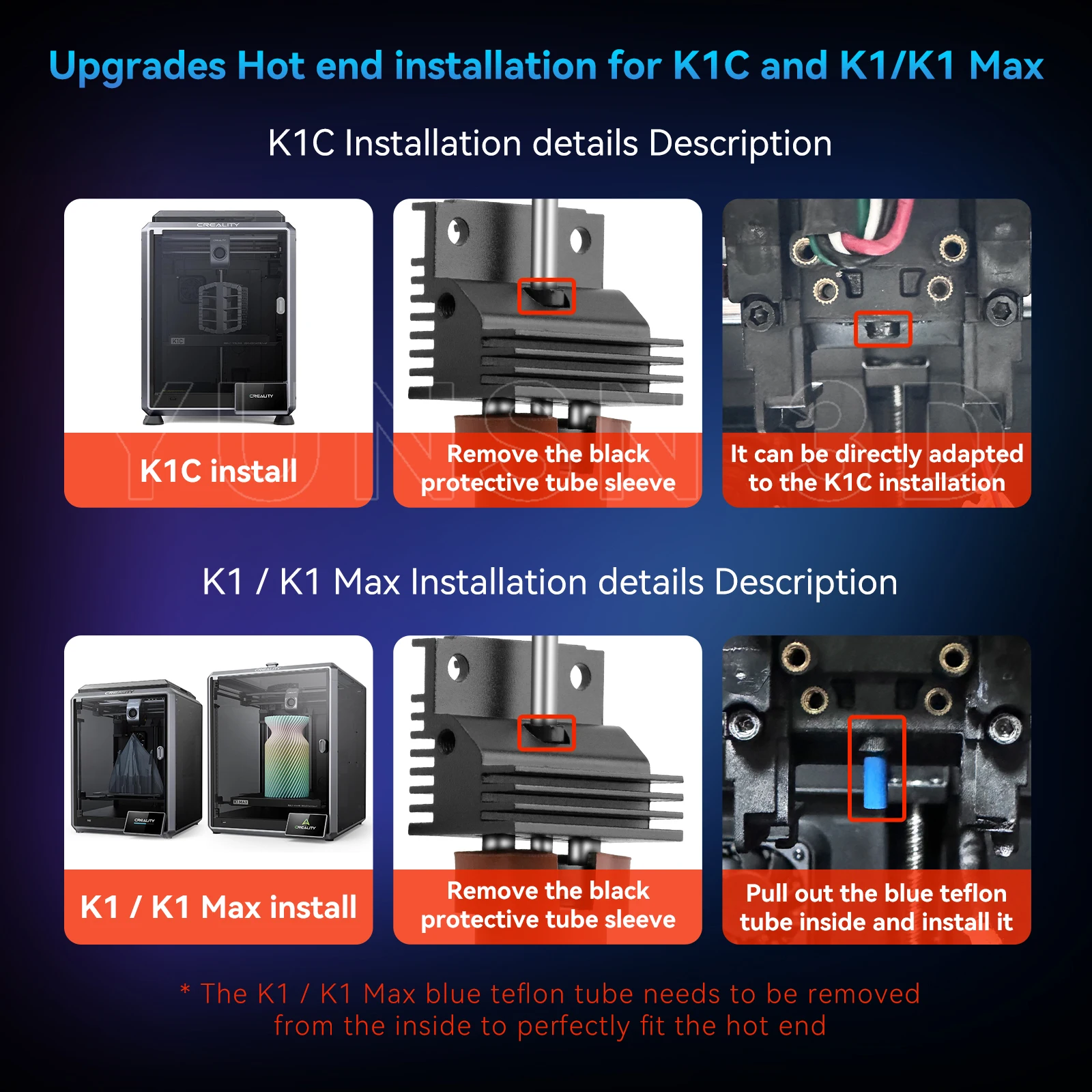 K1C Hotend-Kit Hochleistungs-Druckkeramik-Heizkopf-Set Schnellwechsel-Düsen-Kit für Creality K1 Max / K1C 3D-Drucker – Detail 8