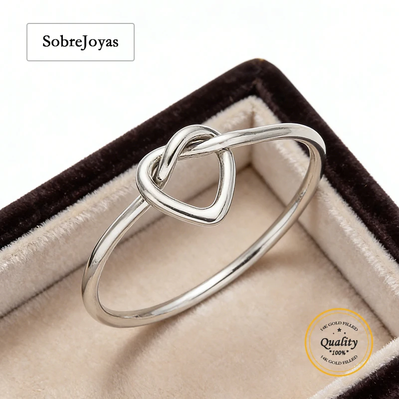 

925 Sterling Silver Heart Love Knot Ring Minimalist Knuckle Jewelry Silver Accessories Rings