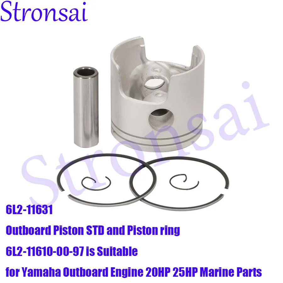 6L2-11631 Outboard Piston STD and Piston ring 6L2-11610-00-97 is Suitable for Yamaha Outboard Engine 20HP 25HP Marine Parts