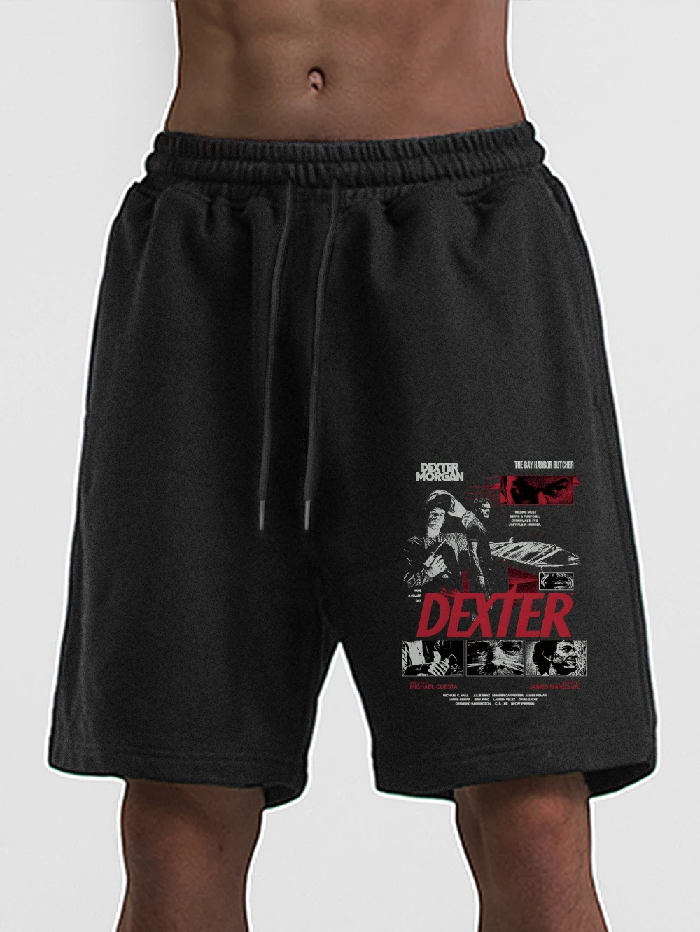 Pantalones cortos casuales inspirados en la serie Dexter TV para hombre, pantalones cortos de fitness, pantalones deportivos casuales y cómodos de algodón puro