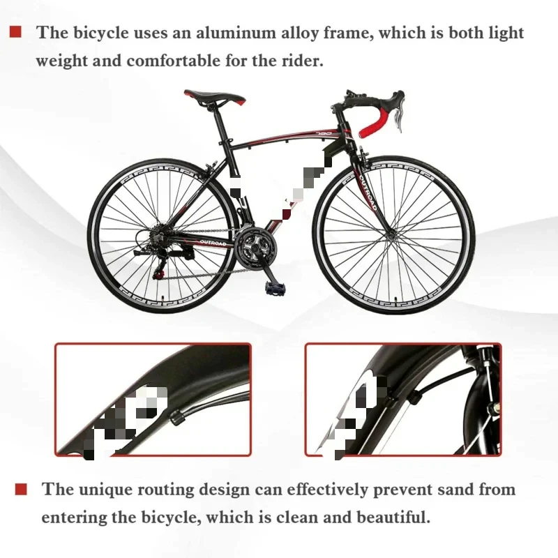 APanAme 14-21 Speed Road Light Aluminum Alloy Frame,700C Wheel Commuter Bicycle with Dual Disc/V Brakes,Adult Faster Racing Bike