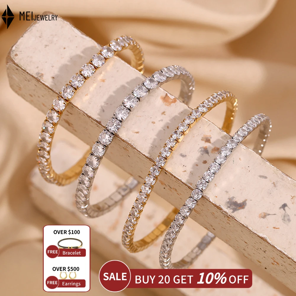Fashion Temperament Niche Design High-End Touch Stainless Steel Creative Elastic Cubic Zirconia Bracelet Women