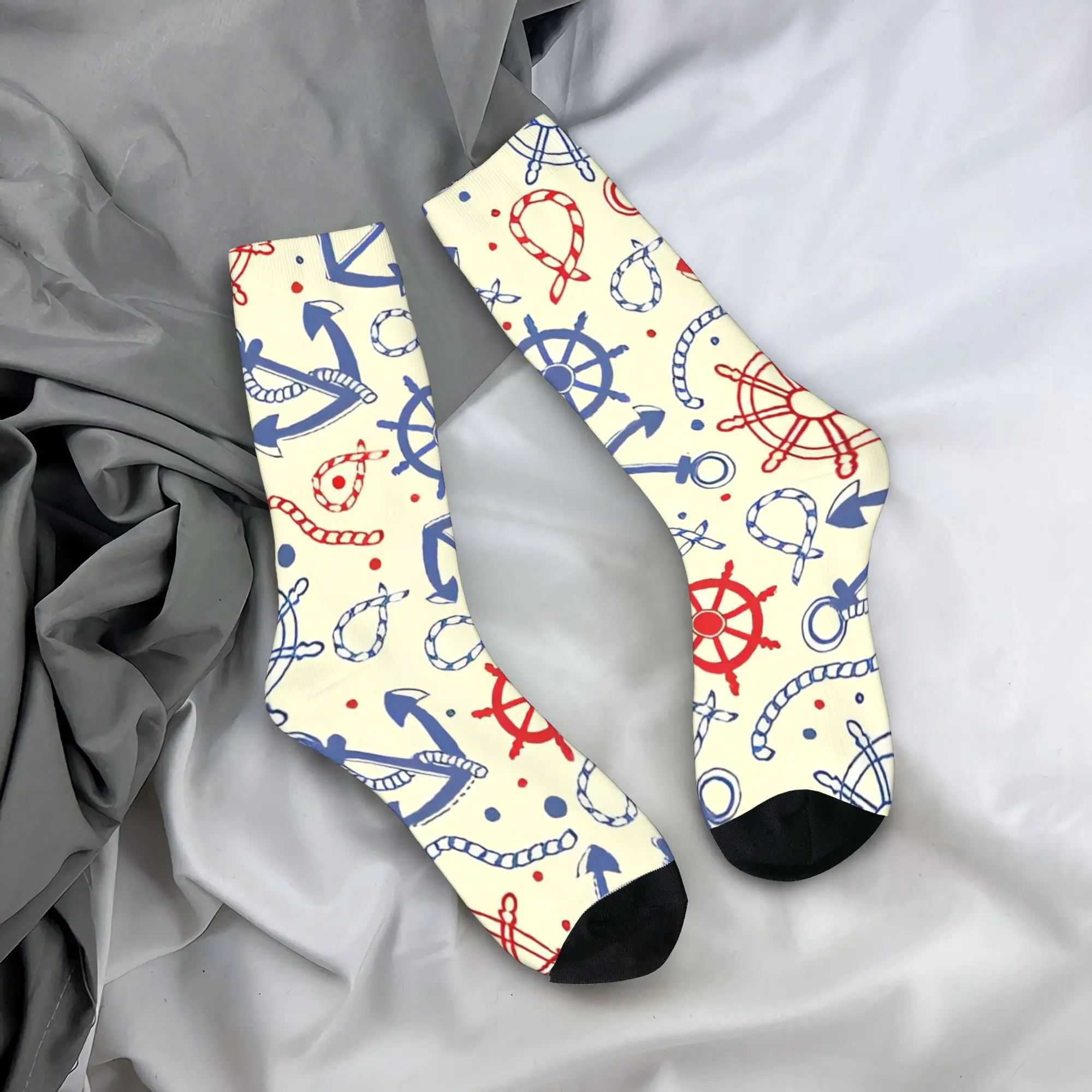 

Носки с якорем и морской тематикой, осенние чулки для взрослых и мужчин, мягкие дышащие носки, спортивные противоскользящие носки для бега на заказ
