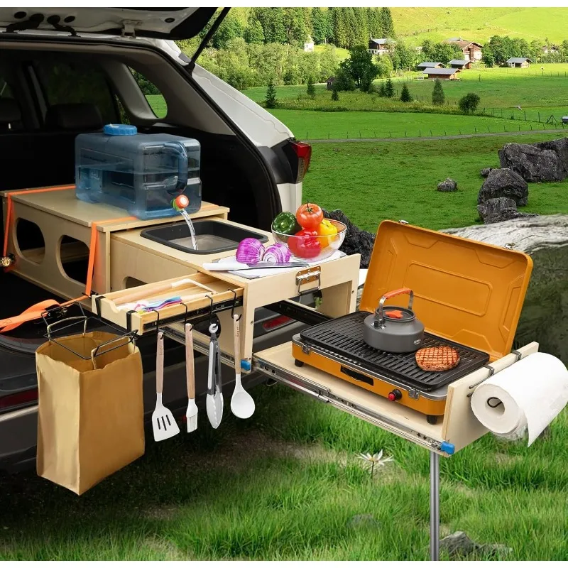 home.Ultimate Overland Kitchen - All-in-One Camp Kitchen Box , Second Set Up - Perfect for Overland Adventures!