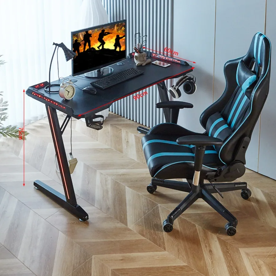 Computer Desk Wireless Charging Game Desk Home Office Carbon Fiber Lighting Competition Table Escritorios De Ordenador Furniture