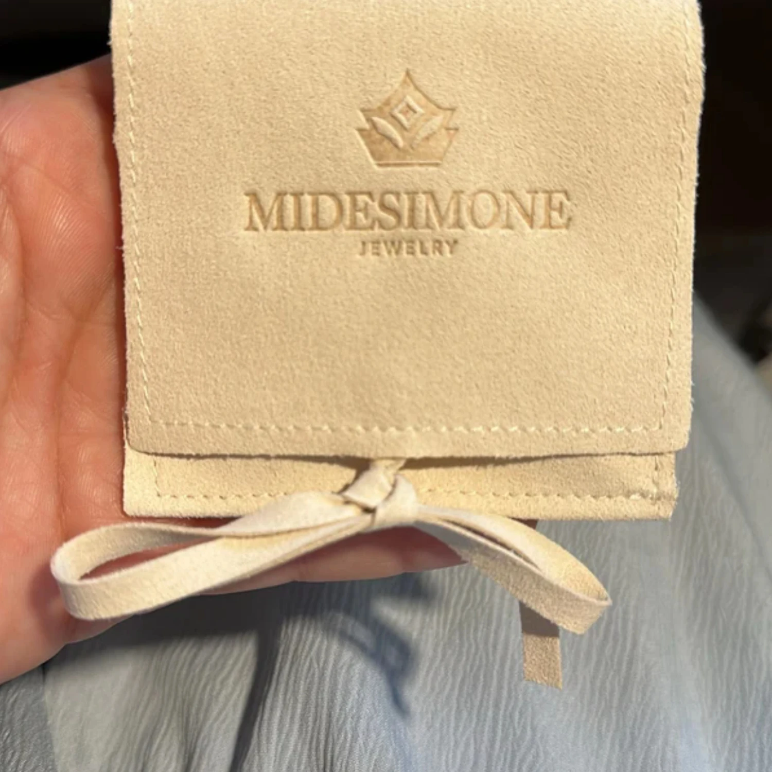 

10x10cm Custom Logo Printed Earrings Necklace Microfiber Jewelry Pouch with Ribbon Envelope Gift Packaging Bags