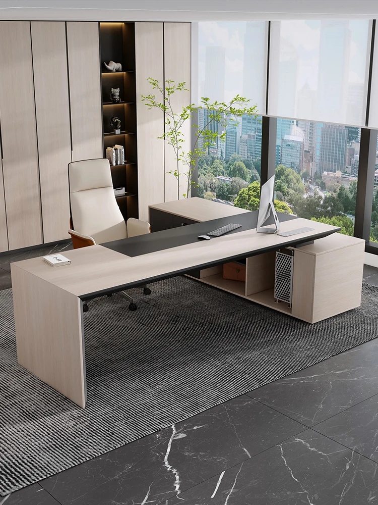 Solid Wood Boss Table, Simple Modern Class Desk, High-end Office President Table, Leader, Office Desk And Chair Combination