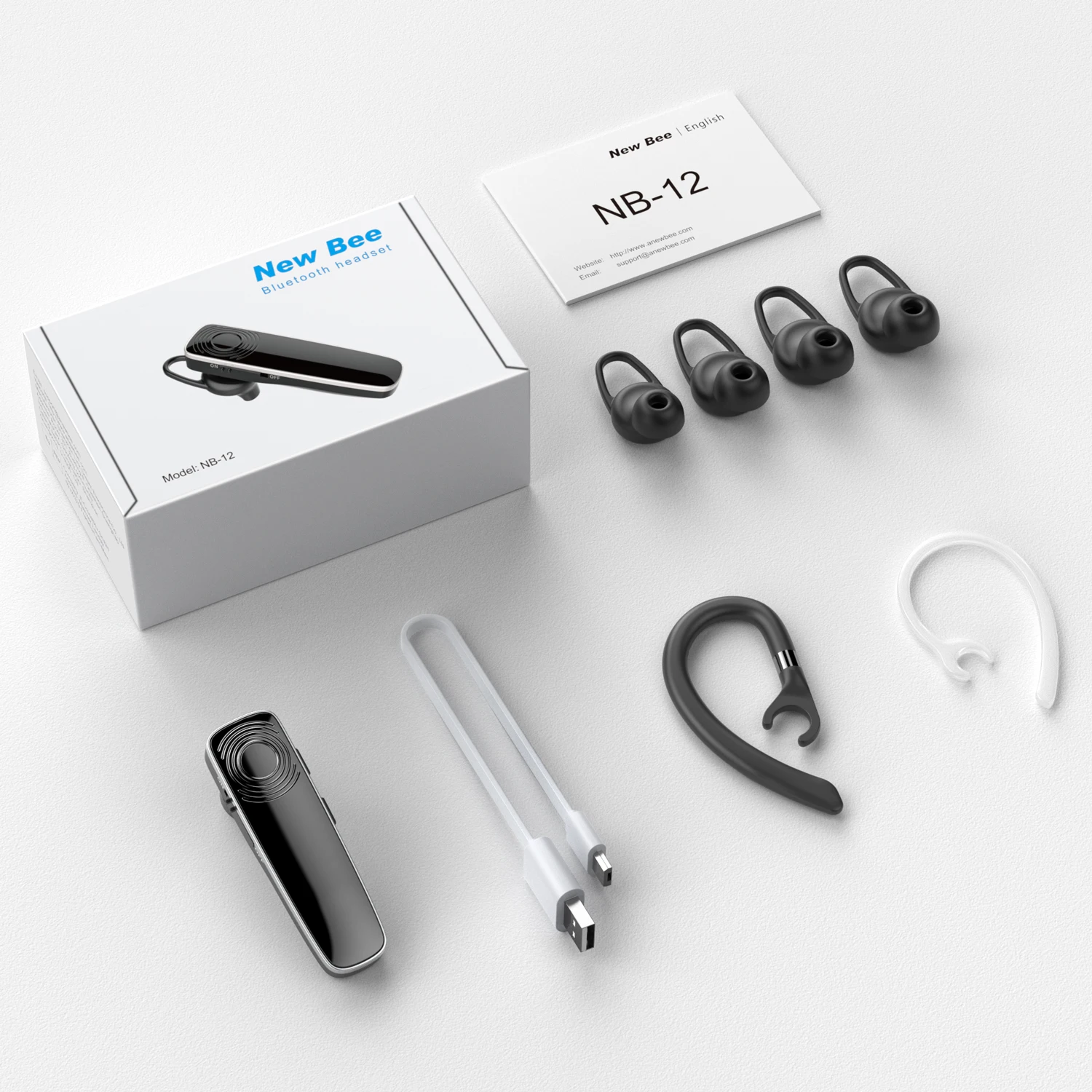 جديد Bee NB12 سماعة لاسلكية تعمل بالبلوتوث سماعة أذن مع MEMS مايكرو الأذن هوك يدوي لقيادة سماعات الأعمال