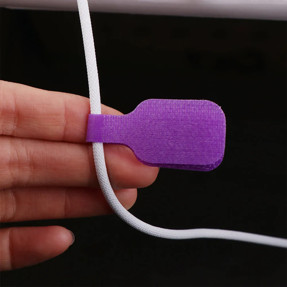 24pcs Waterproof Self Adhesive Cable Labels Nylon Rainbow Color Desktop Cable Organizer Removable Reusable Wire Cord Tags