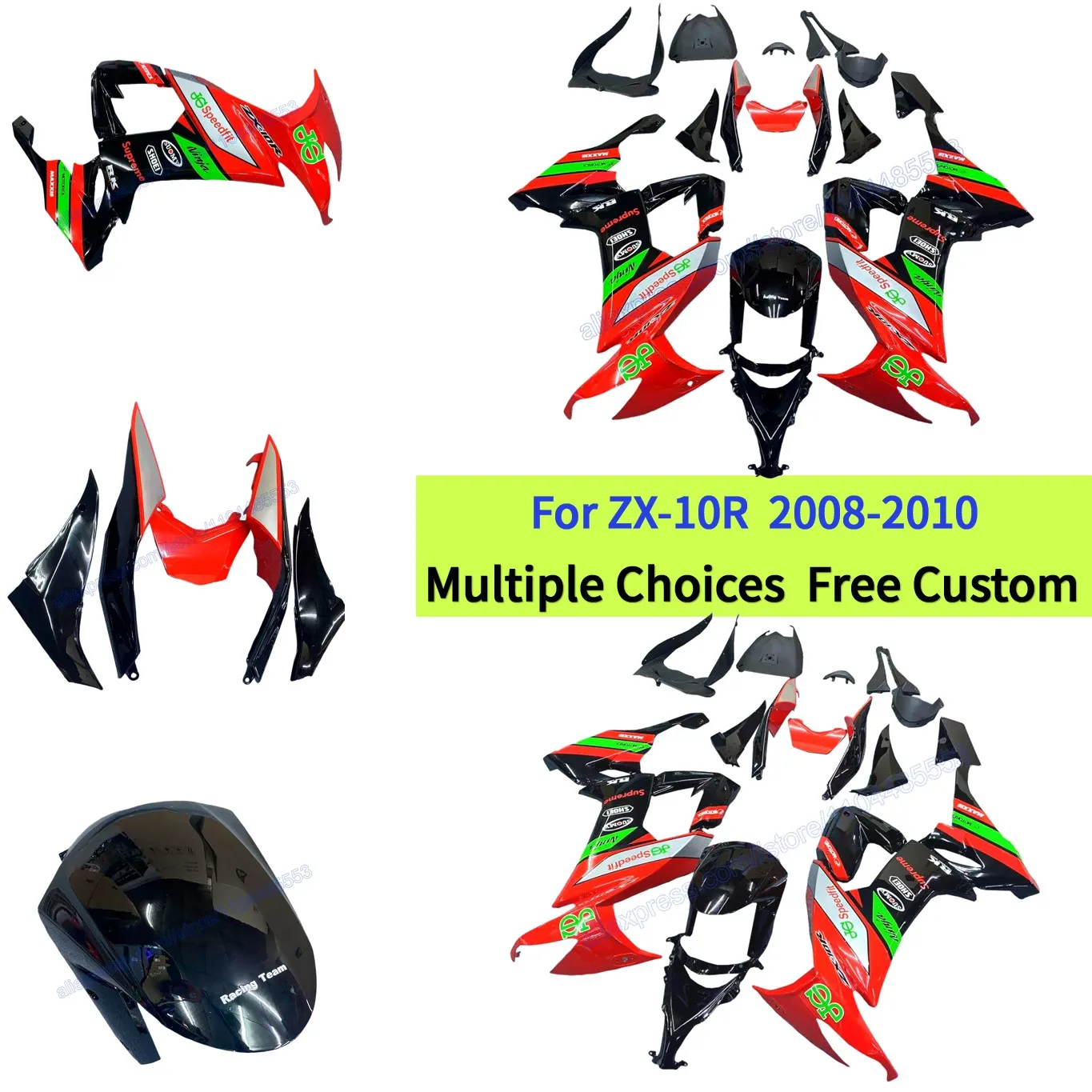 

10R Complete Bodywork Replacement Fairinng kit for ZX10R 2008 2009 2010 zx-10r Red Black