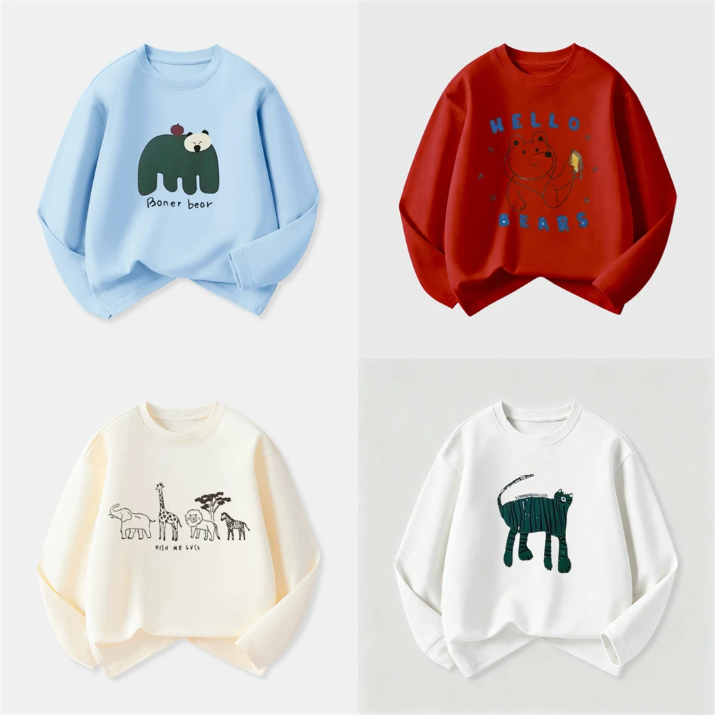Infant Tees Casual Loose Sports Wear 2026 Spring Summer Kids Solid Color Bottoming Shirt Trenyd New Design Printing T Shirt