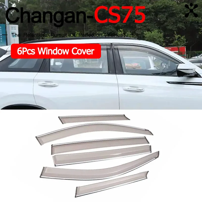 

For Changan CS75 Plus 2022-2023 SUV Car 6Pcs Window Weather Shield Trim Strip Cover Sticker Decals Exterior Parts Accessories