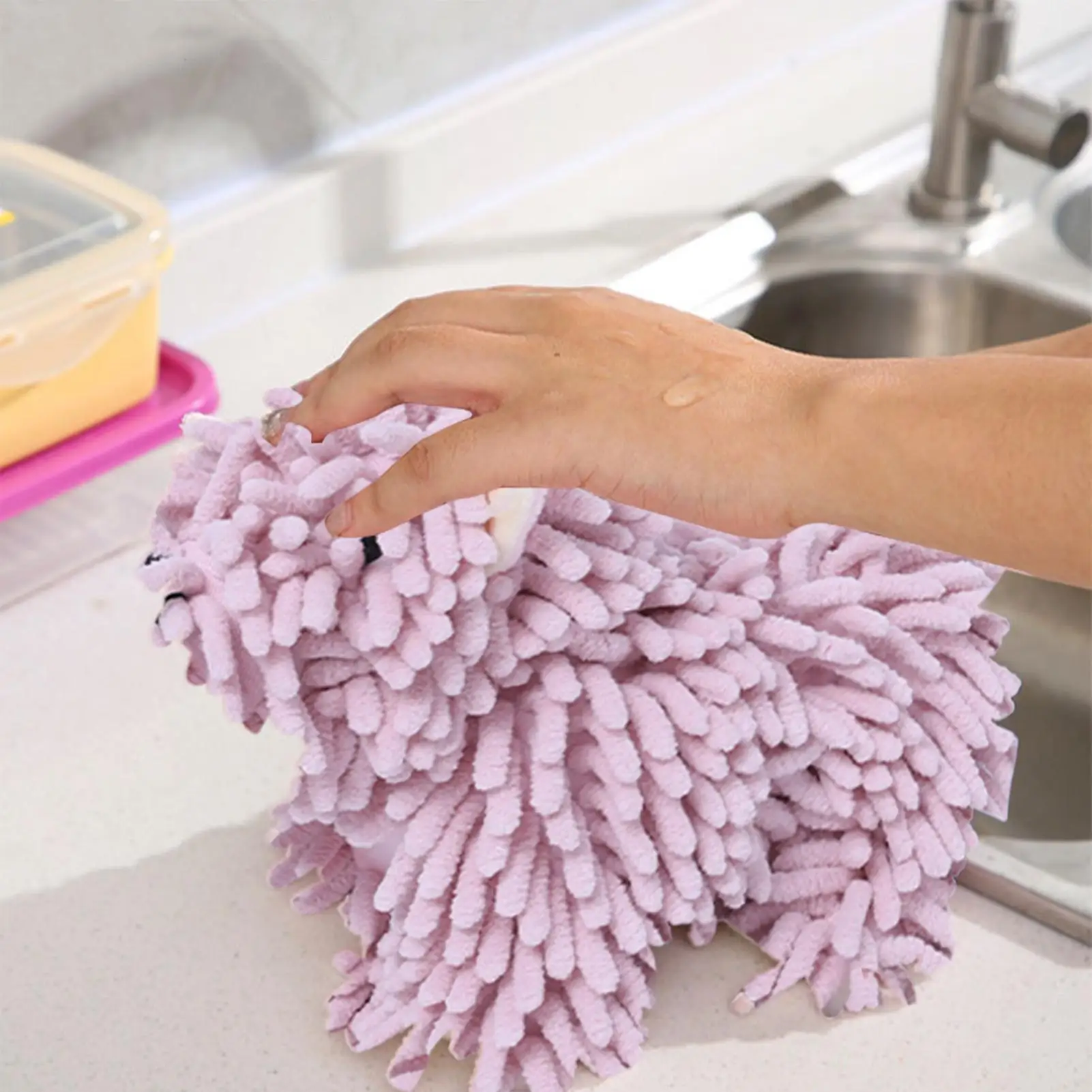 Hand Towel Balls For Bathroom Cartoon Puppy Chenille Hand Towel Cartoon Highly Absorbent Cleaning Cloth Decorative Household