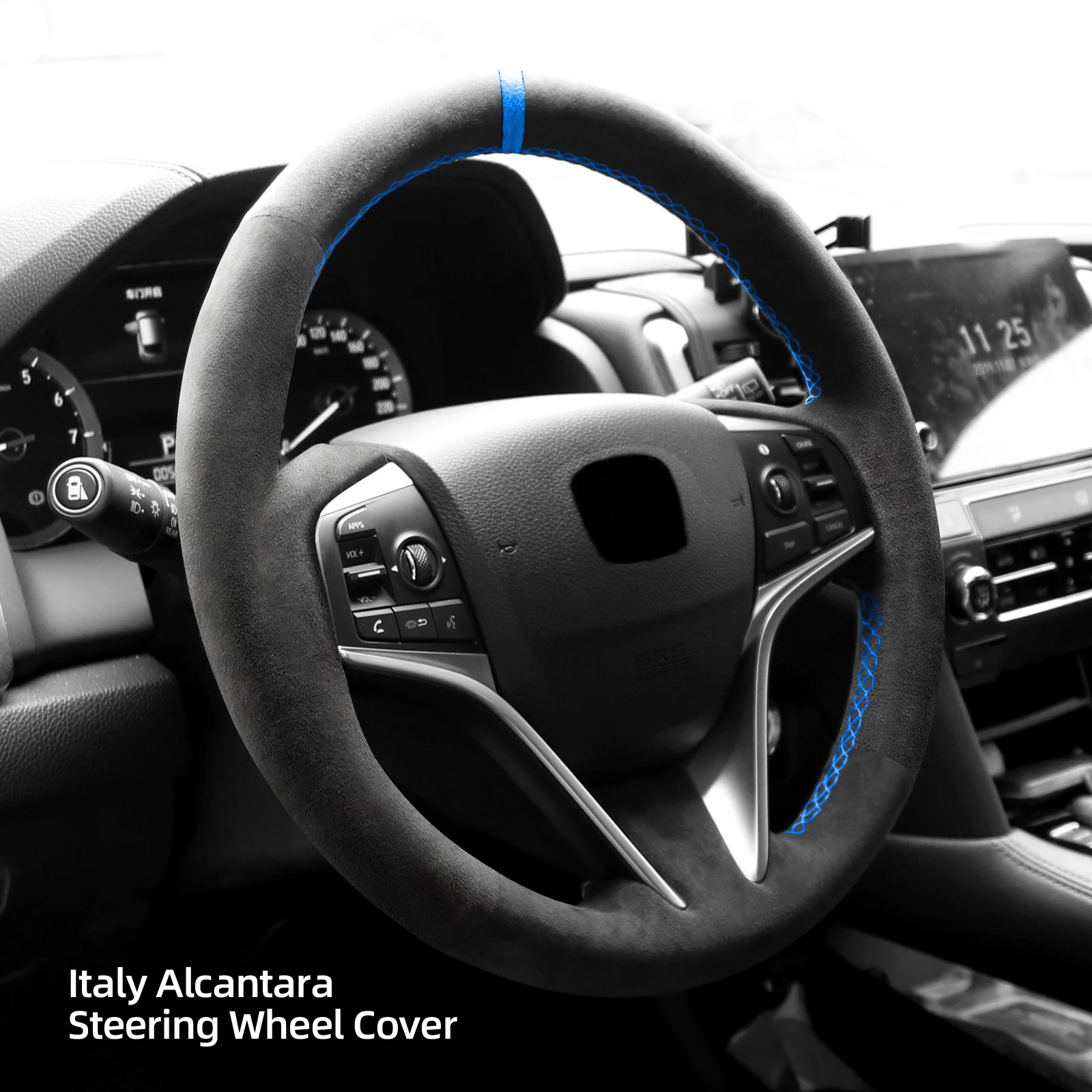 Alfanxi Hand Stitch Alcantara Steering Wheel Cover Compatible with Honda Acura MDX 2014-2018