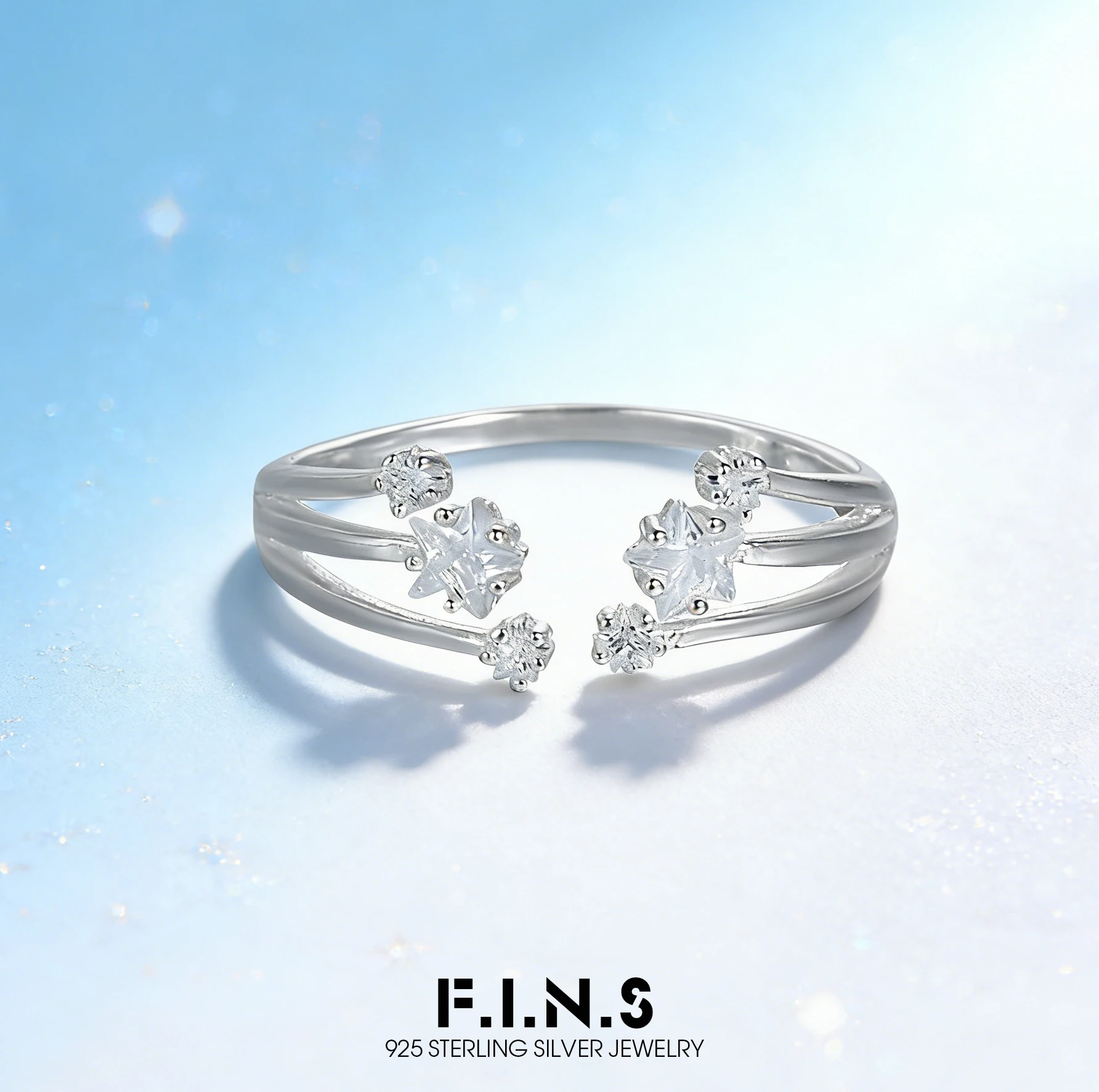 

F.I.N.S оригинальное кольцо со звездой и цирконом из стерлингового серебра S925 с метеоритом, минималистичное роскошное открытое регулируемое кольцо на палец, ювелирные изделия
