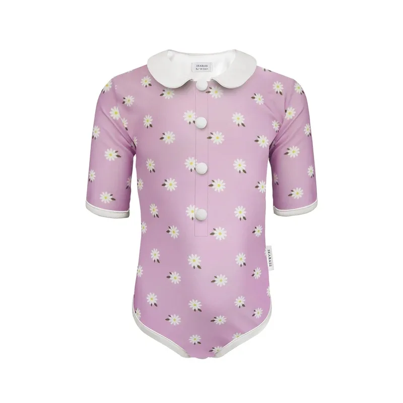 Girls Baby Ins Floral One Piece Swimsuit 2026 New Childrens Swimsuit Doll Collar Sun Protection Quick Drying Swimsuit