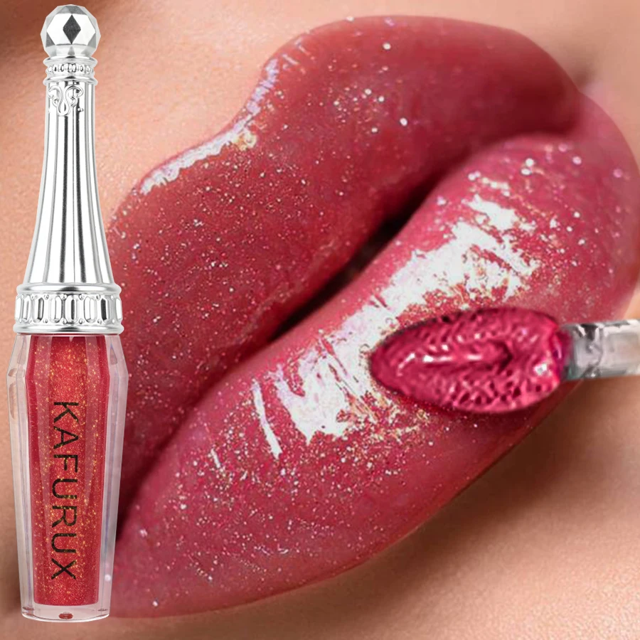 6 色グリッター 1pc リップ釉薬長期的なリップグロス防水液体口紅メイクアップリップオイルリップティント保湿リップクリーム