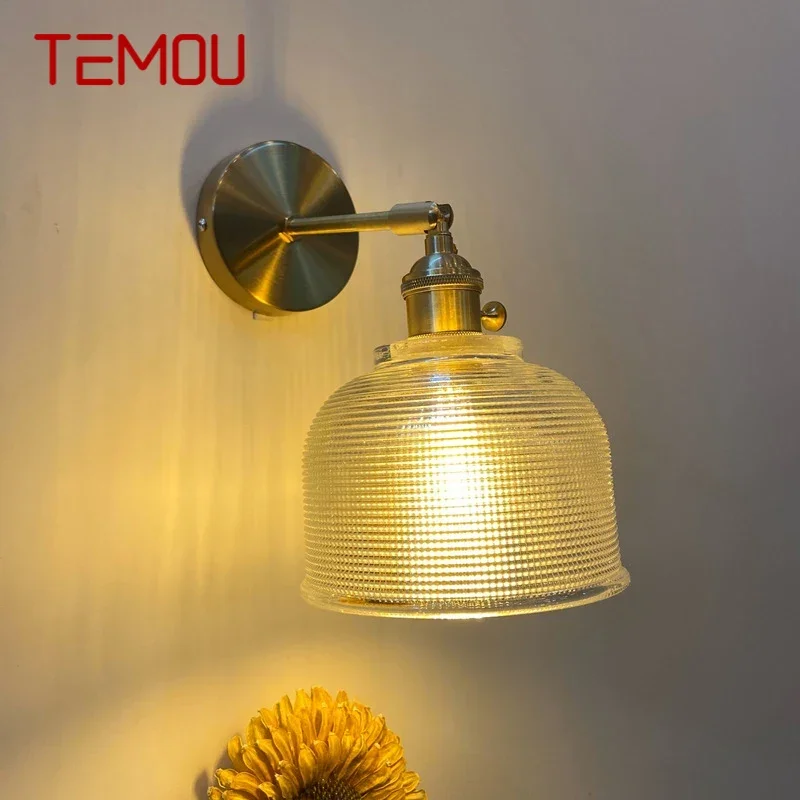 

TEMOU Nordic Brass Wall Lamp Indoor Living Room Bedroom Bedside Lamp Modern Hotel Corridor Hallway Wall Lamp